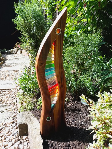 Stained glass garden sculpture - stained,