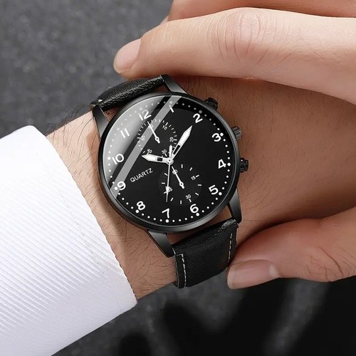Gents black dial strap - gents,