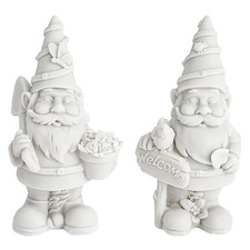 2 Pack Paint Your Own Gnome Statues, Blank Ceramics to Paint for Adults (5 In)