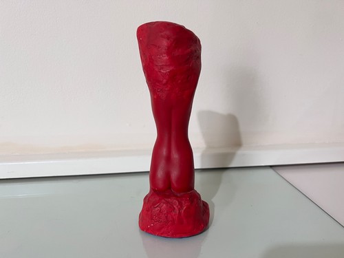 Signed red nude female resin - signed,