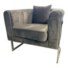 Grey Accent Chair With Silver