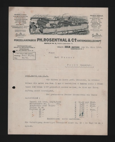 Selb letter 1926 ph - selb,,
