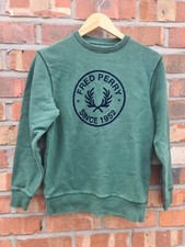 Fred Perry Cotton Sweatshirt 100% Dark Green Size UK Large Boys Chest 38”