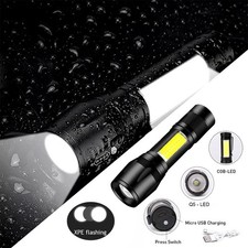 2PCS Super Bright LED Flashlight Camping Fishing Police Mini Torch Rechargeable