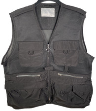 Bellfield Mens XL Gilet Black Utility Vest Yamuna Multi Pocket Waistcoat Fishing