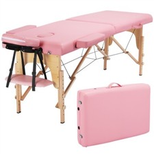 Folding Massage Table Spa Beauty Bed Portable Salon Therapy Couch Pink 2 Section