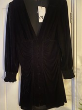 Zara V Neck Black Puff Sleeve