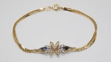 Pre-Loved 9carat 9k Gold Sapphire Cobra Link Bracelet 7 inch 4.7g c.1982