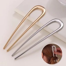 UK Hair Pin Stick U Shaped Pair Gold Silver Black Metal Simple Updo French Large