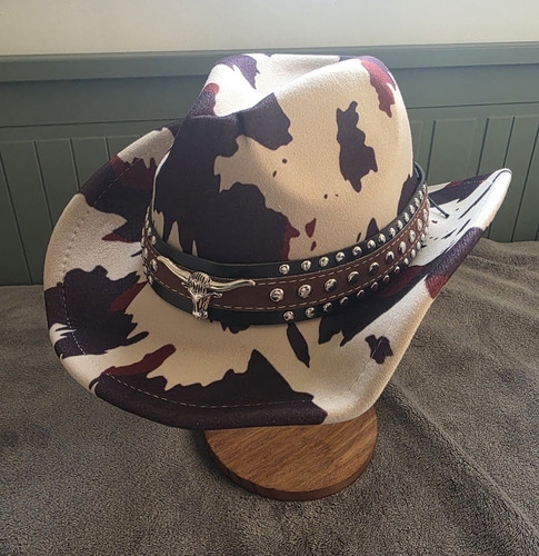 Cow print western cowboy hat - print,