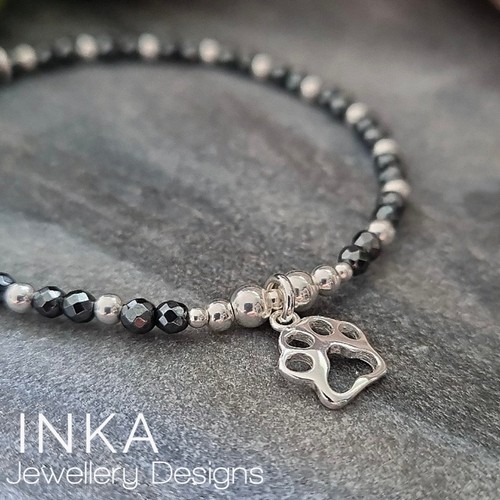 Sterling silver hematite paw - sterling,
