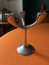 Vintage 1970s Italian Arbre Candle Stick Chrome 23cm Tall Mid Century Modern