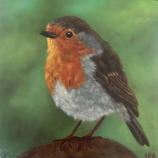 Original Oil Painting Robin