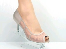 Pink blush interlace peep toe court shoes 3.25'' heel