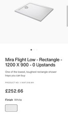 MIRA Flight Low 1200mm X 900mm Tray 0 UPS White & Vortex Waste