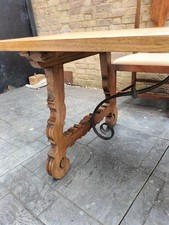 LARGE COUNTRY GOLDEN OAK REFECTORY DINING TABLE 9feet long