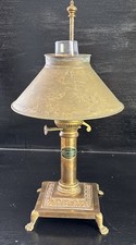 Antique Ornate Brass Orient Express Paris To Istanbul Rise & Fall Table Lamp
