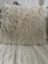 Paoletti Faux Mongolian cream fur cushion Cover Large