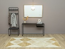 Vintage Oushak Wool Runner 2.9x7.5 ft – Natural Ivory Camel – Japandi Entry Rug