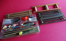 A COLLECTION OF OLD VINTAGE FISHING TACKLE, WINDERS AND FLOATS ALL AS FOUND