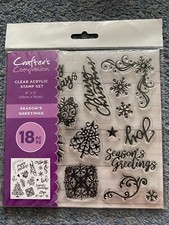 CRAFTERS COMPANION 6 X 6 ACRYLIC STAMP 18 SET SEASON'S GREETINGS CHRISTMAS HEART