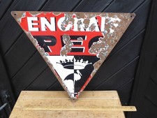 Vintage Enamel Advertising Sign . Triangular French Enamel Sign Engrais - worn
