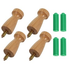 4 Pcs Wooden Hat Rack Hat Hooks Wall Wooden Coat Pegs Rustic Wooden Hooks