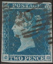 GB QV 1849 Two Penny Blue -