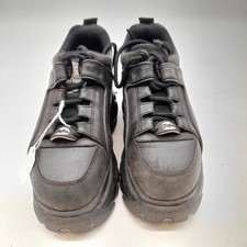 Buffalo Platform Trainers Black Leather Size 36 (#H1/31)