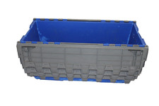3 x Plastic Storage Crates Box Container 135L Grey/Blue – Damaged Teeth or Dirty