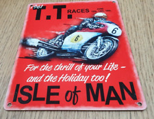 1961 T.T. Races Isle of Man Unique #6 Motorbike Metal Enamel Sign (20x15cm)