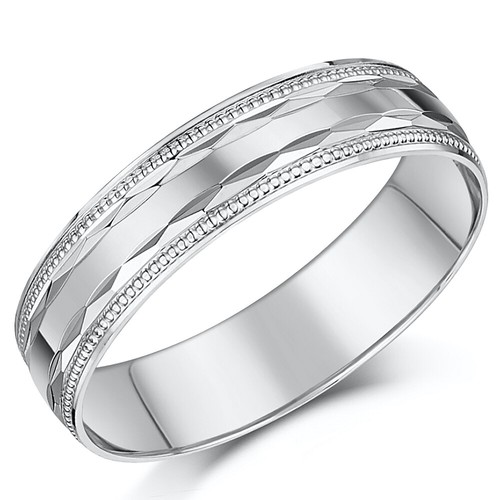 9ct white gold - white, diamond-cut