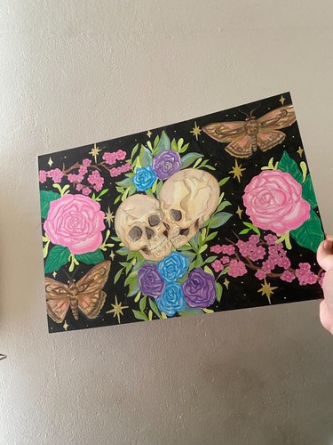 Gothic skull and - and, floral