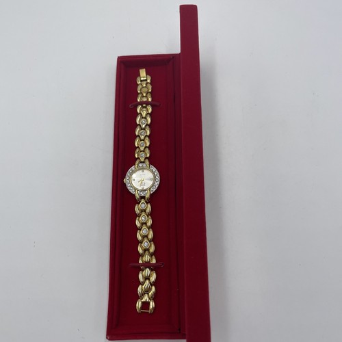 Watch gold tone rhinestones - watch,