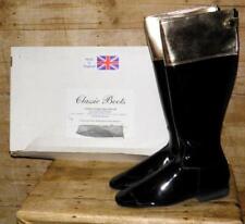 Bespoke Black/Gold Patent Jockey Racing Boots 'HH Sheik Majid' Size UK 9