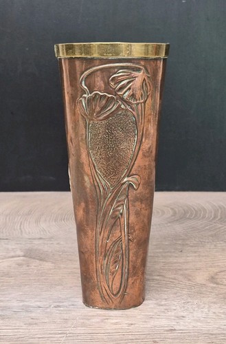 Art nouveau copper vase - art,