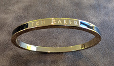 Ted Baker Gold Coloured Hinged Bangle with Black Enameled insert
