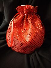 Red Sparkly Sequin Drawstring Bag Fancy Dress Disco Rocky Horror Columbia Devil 