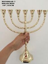 Brass Menorah 7 Amazing Classic Gold Plated Jewish Branches 10" /25cm Candle