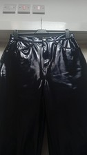 Topshop Vinyl Editor Jeans - Size 12 - Shiny Black PVC Trousers