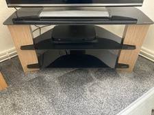 Black Glass Corner TV Stand