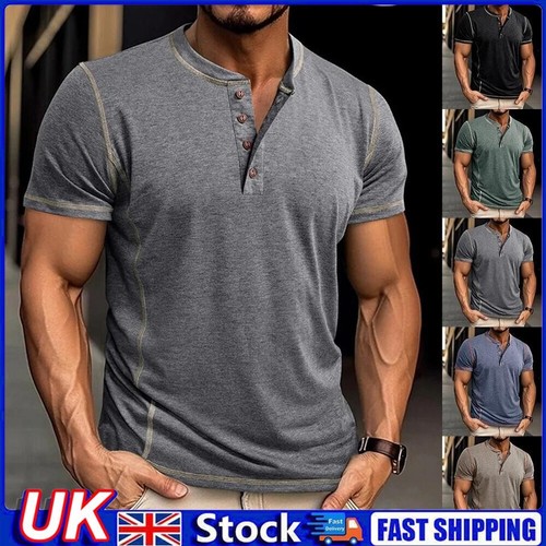 Mens henley shirt short - mens, t-shirt