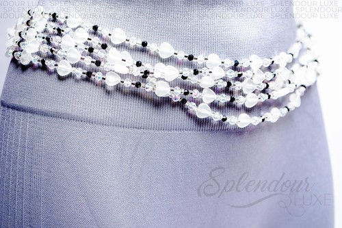 White african waist beads - white,