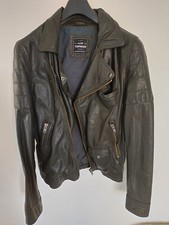 Topman Men's Leather Biker Jacket Medium Charcoal Black