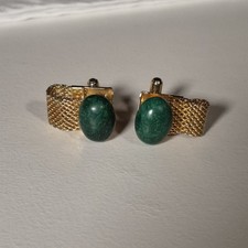Vintage Gold Toned Jade Oval