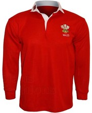 Wales Rugby Shirt RED Retro Classic Traditional Welsh Top All Sizes S - 5XL
