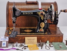 Rare 1939 Singer 128K HandCrank Sewing Machine, Serviced, For Leather, Fabric