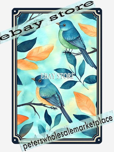 Bluebirds metal tin sign - tin,