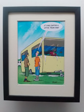Caravan Cartoon print 'It Does Suffer A Little From Damp' FRAMED
