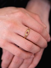 Antique 1863 Ruby Diamond Ring | 18ct Gold Victorian Stackable Band UK